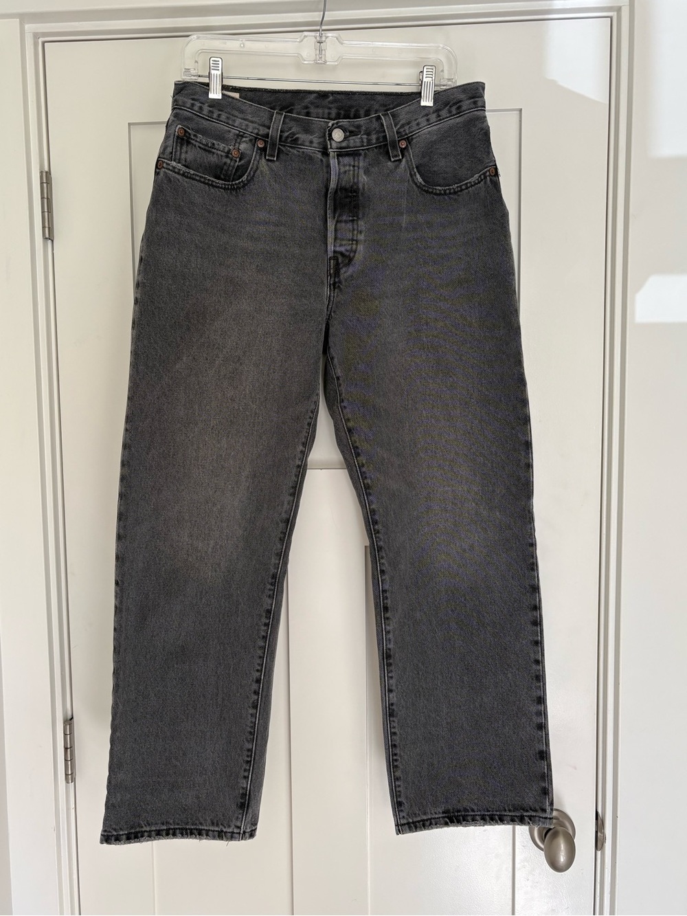 Levi’s 501 Straight Leg Jeans Grey Wash High Rise Button Fly Size 30 - Picture 2 of 10